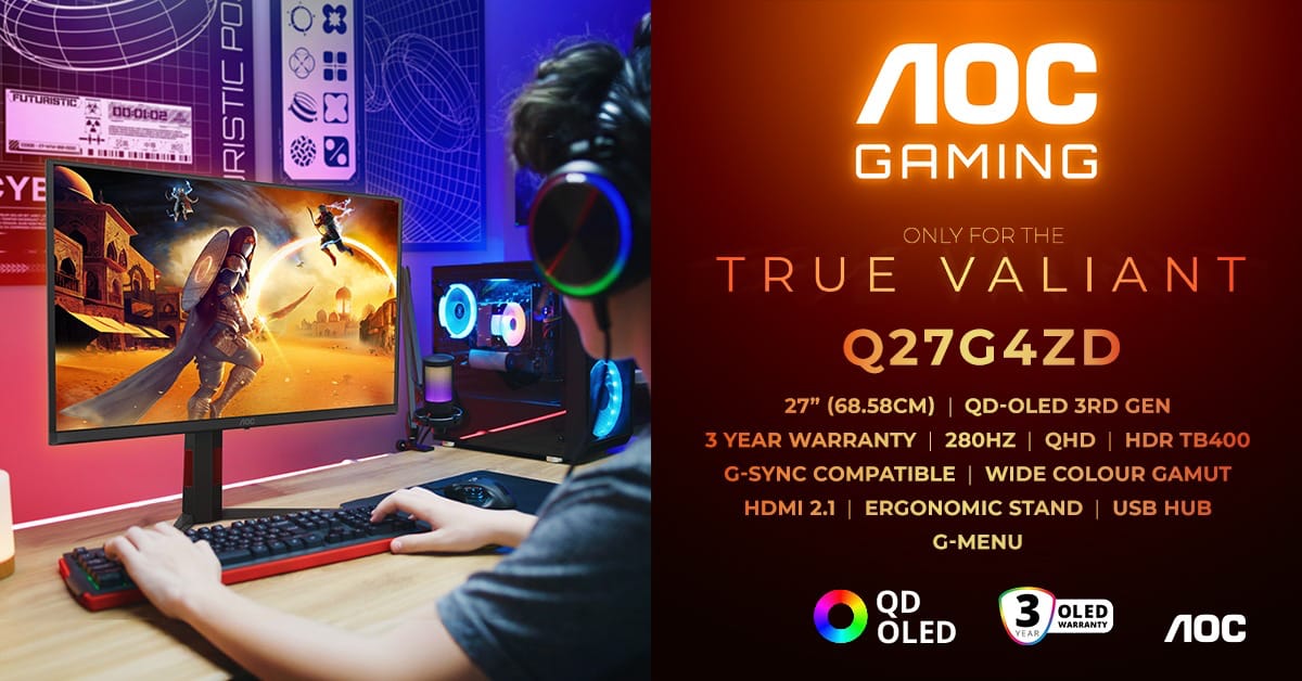 AOC GAMING Q27G4ZD: monitor QD-OLED 280Hz QHD